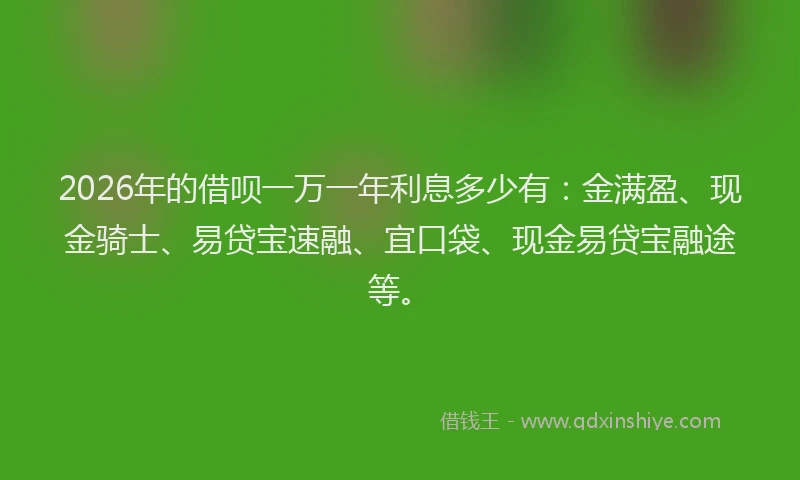 2026年的借呗一万一年利息多少有：金满盈、现金骑士、易贷宝速融、宜口袋、现金易贷宝融途等。