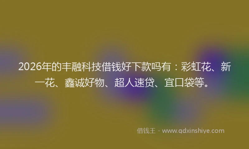2026年的丰融科技借钱好下款吗有:彩虹花、新一花、鑫诚好物、超人速贷、宜口袋等。