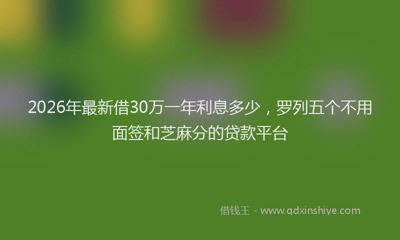 2026年最新借30万一年利息多少，罗列五个不用面签和芝麻分的贷款平台