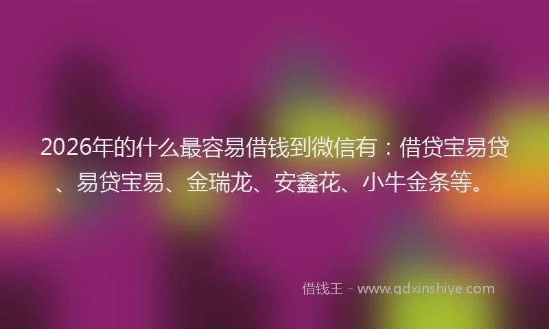 2026年的什么最容易借钱到微信有：借贷宝易贷、易贷宝易、金瑞龙、安鑫花、小牛金条等。