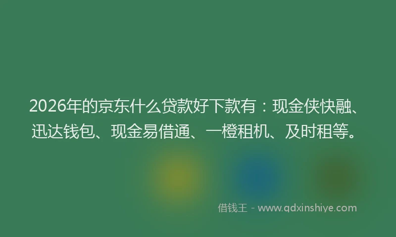 2026年的京东什么贷款好下款有:现金侠快融、迅达钱包、现金易借通、一橙租机、及时租等。