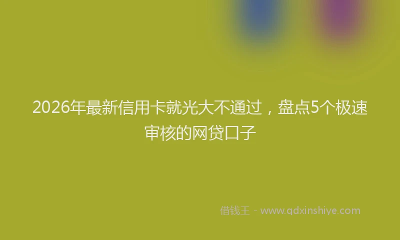 2026年最新信用卡就光大不通过，盘点5个极速审核的网贷口子