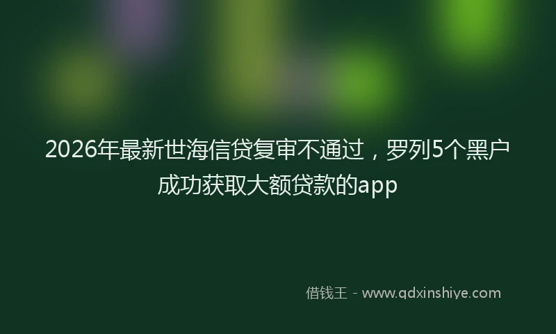 2026年最新世海信贷复审不通过，罗列5个黑户成功获取大额贷款的app