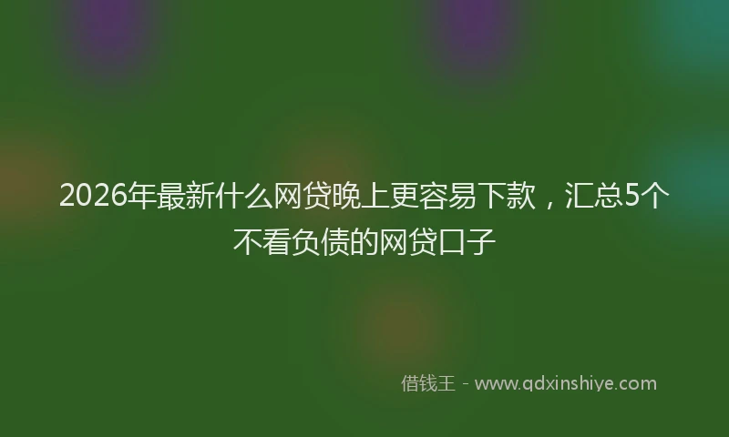 2026年最新什么网贷晚上更容易下款，汇总5个不看负债的网贷口子