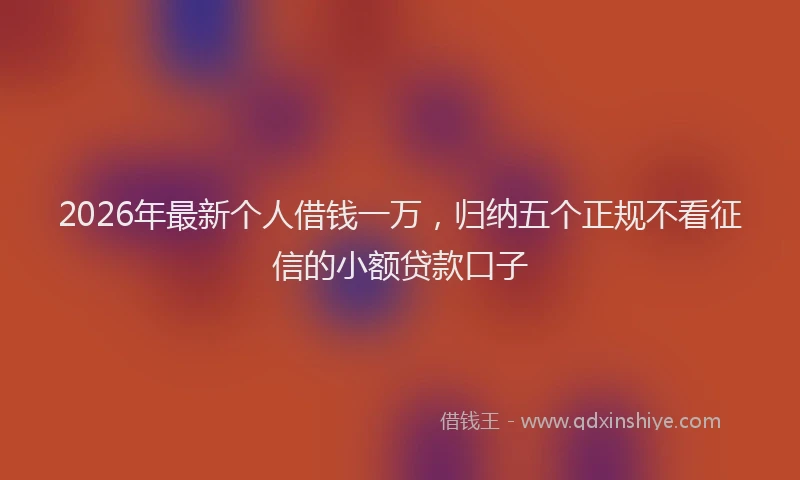 2026年最新个人借钱一万，归纳五个正规不看征信的小额贷款口子