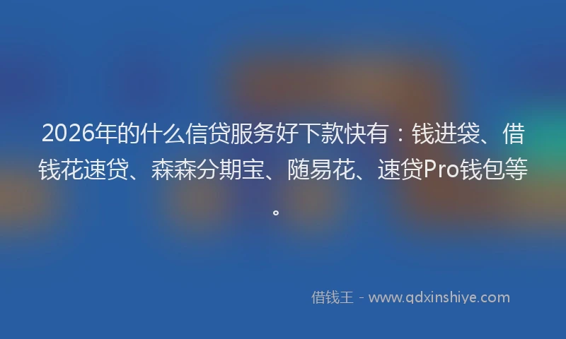 2026年的什么信贷服务好下款快有:钱进袋、借钱花速贷、森森分期宝、随易花、速贷Pro钱包等。