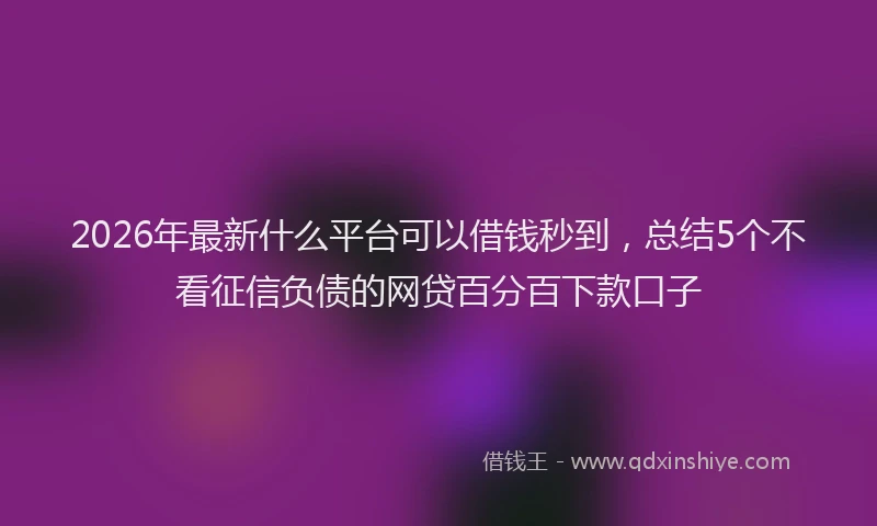 2026年最新什么平台可以借钱秒到,总结5个不看征信负债的网贷百分百下款口子