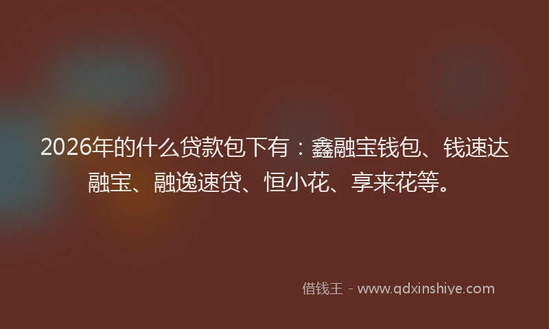 2026年的什么贷款包下有：鑫融宝钱包、钱速达融宝、融逸速贷、恒小花、享来花等。