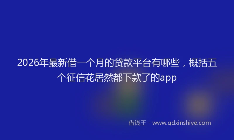 2026年最新借一个月的贷款平台有哪些，概括五个征信花居然都下款了的app