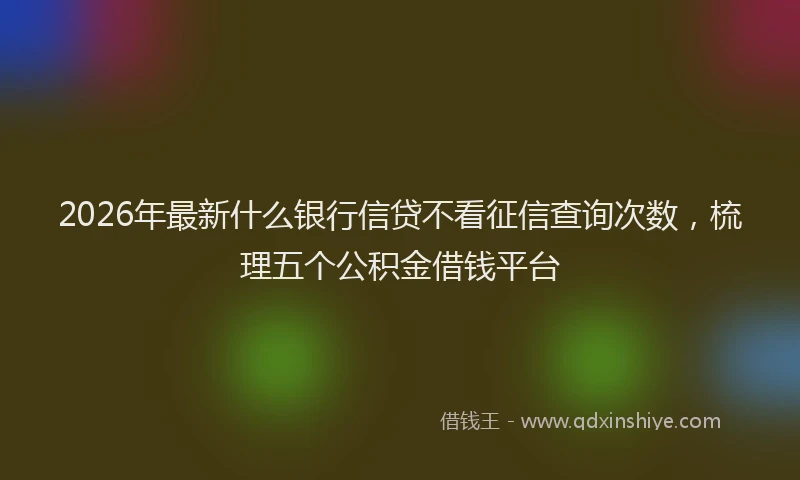 2026年最新什么银行信贷不看征信查询次数，梳理五个公积金借钱平台
