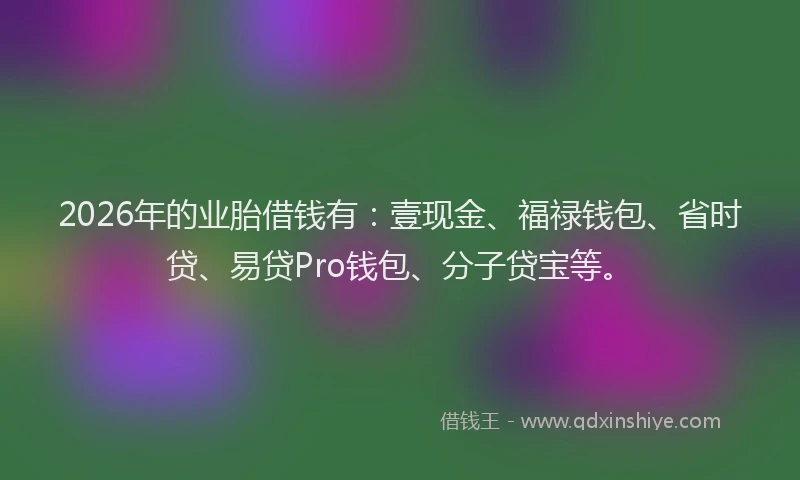 2026年的业胎借钱有:壹现金、福禄钱包、省时贷、易贷Pro钱包、分子贷宝等。