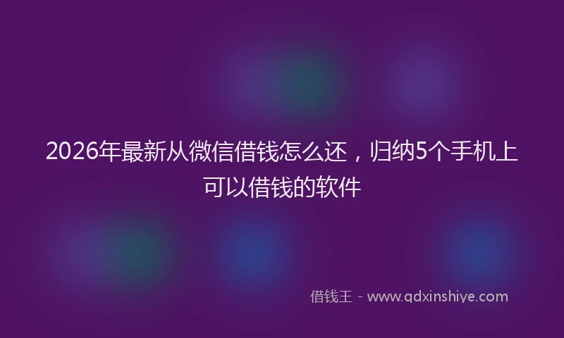 2026年最新从微信借钱怎么还,归纳5个手机上可以借钱的软件