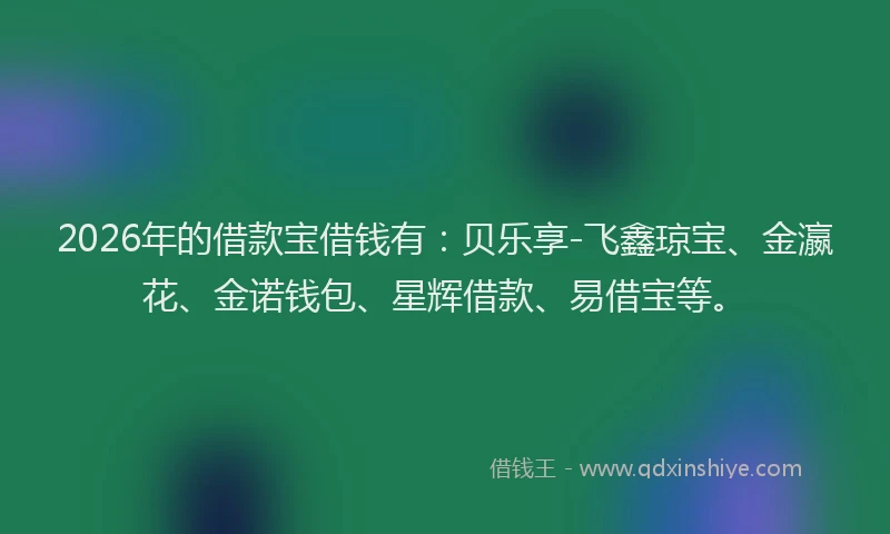 2026年的借款宝借钱有：贝乐享-飞鑫琼宝、金瀛花、金诺钱包、星辉借款、易借宝等。