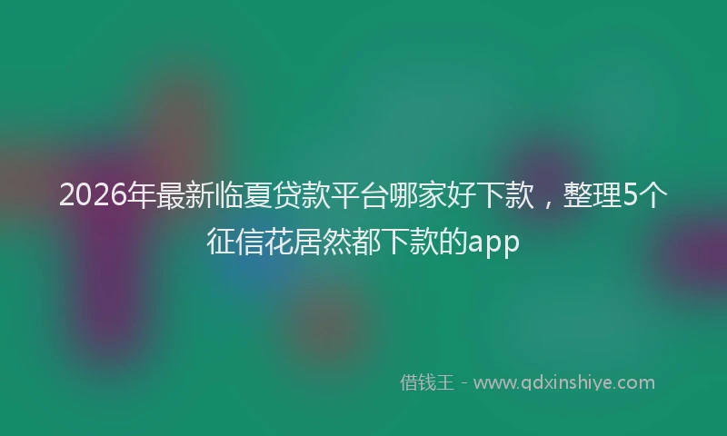 2026年最新临夏贷款平台哪家好下款，整理5个征信花居然都下款的app