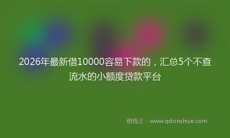 2026年最新借10000容易下款的，汇总5个不查流水的小额度贷款平台