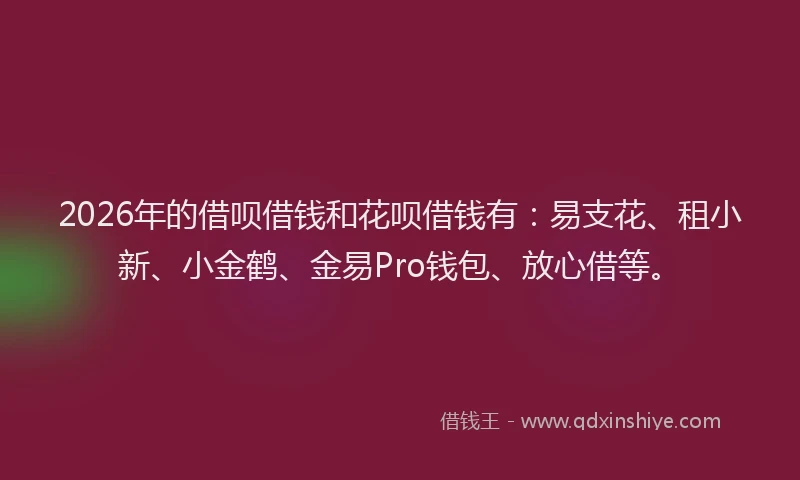 2026年的借呗借钱和花呗借钱有：易支花、租小新、小金鹤、金易Pro钱包、放心借等。