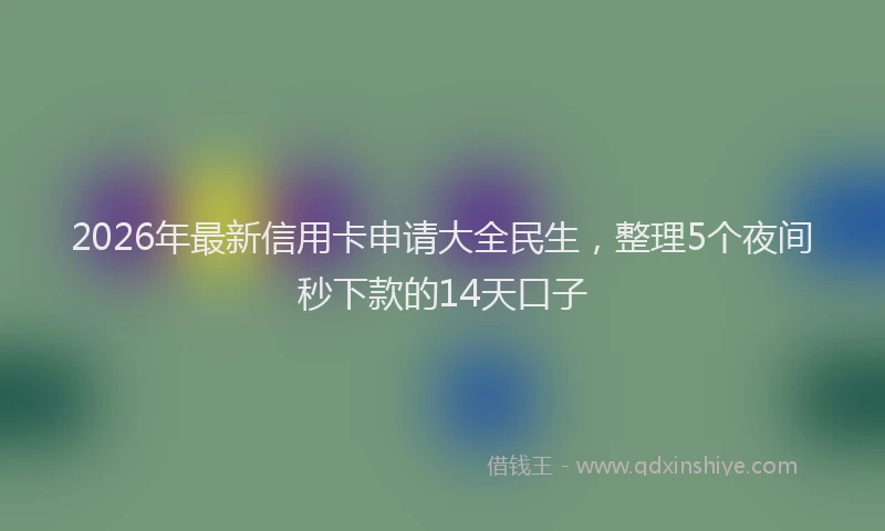 2026年最新信用卡申请大全民生,整理5个夜间秒下款的14天口子