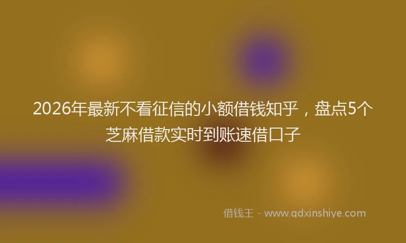 2026年最新不看征信的小额借钱知乎，盘点5个芝麻借款实时到账速借口子