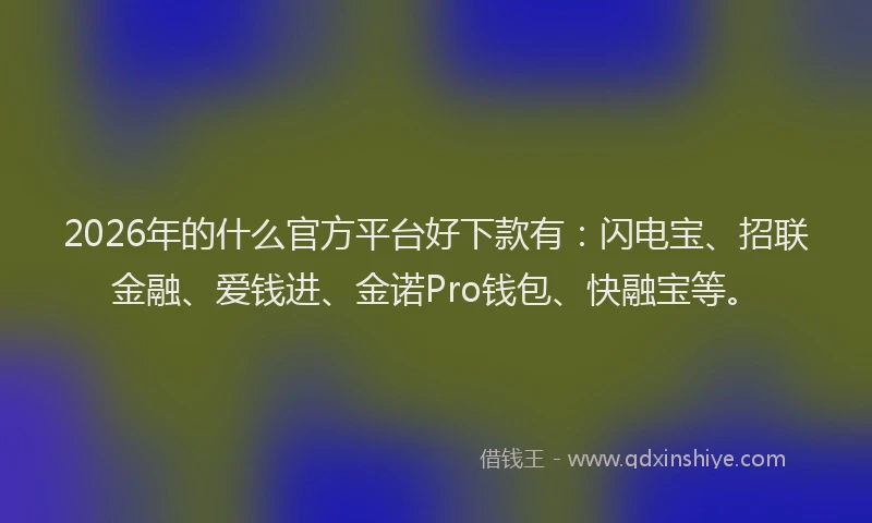 2026年的什么官方平台好下款有：闪电宝、招联金融、爱钱进、金诺Pro钱包、快融宝等。