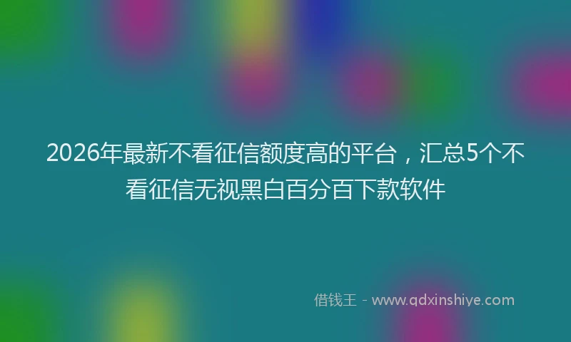 2026年最新不看征信额度高的平台，汇总5个不看征信无视黑白百分百下款软件