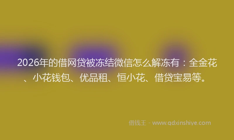 2026年的借网贷被冻结微信怎么解冻有:全金花、小花钱包、优品租、恒小花、借贷宝易等。
