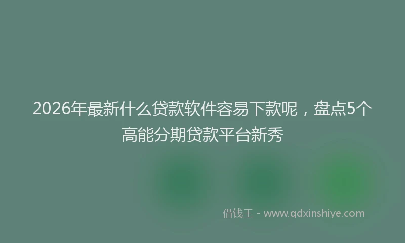 2026年最新什么贷款软件容易下款呢，盘点5个高能分期贷款平台新秀
