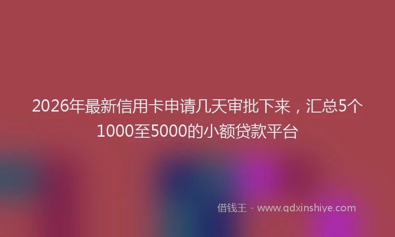 2026年最新信用卡申请几天审批下来,汇总5个1000至5000的小额贷款平台