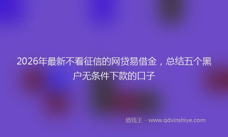 2026年最新不看征信的网贷易借金,总结五个黑户无条件下款的口子