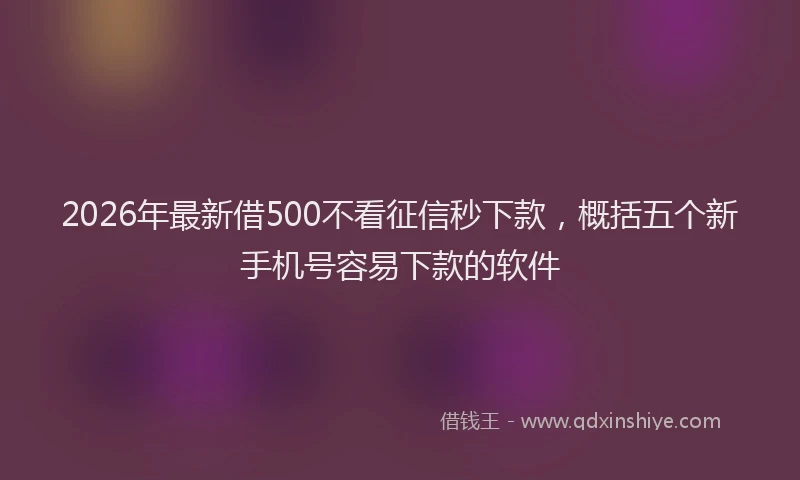 2026年最新借500不看征信秒下款，概括五个新手机号容易下款的软件