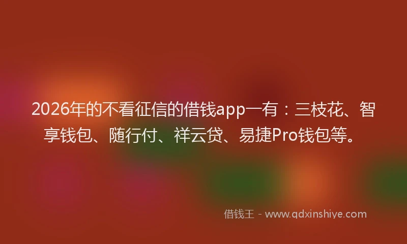 2026年的不看征信的借钱app一有：三枝花、智享钱包、随行付、祥云贷、易捷Pro钱包等。