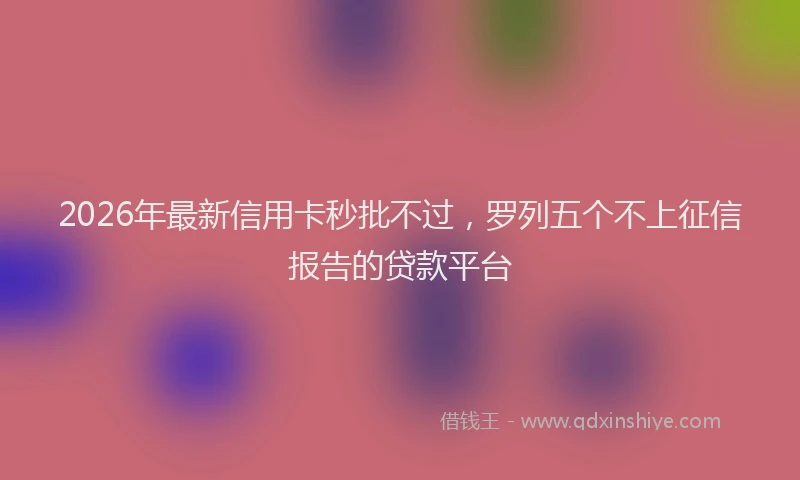 2026年最新信用卡秒批不过，罗列五个不上征信报告的贷款平台