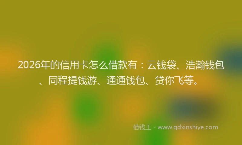 2026年的信用卡怎么借款有:云钱袋、浩瀚钱包、同程提钱游、通通钱包、贷你飞等。