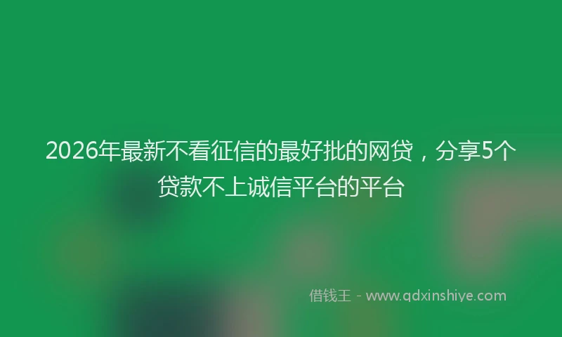 2026年最新不看征信的最好批的网贷，分享5个贷款不上诚信平台的平台