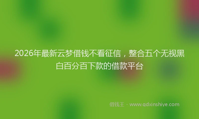 2026年最新云梦借钱不看征信,整合五个无视黑白百分百下款的借款平台
