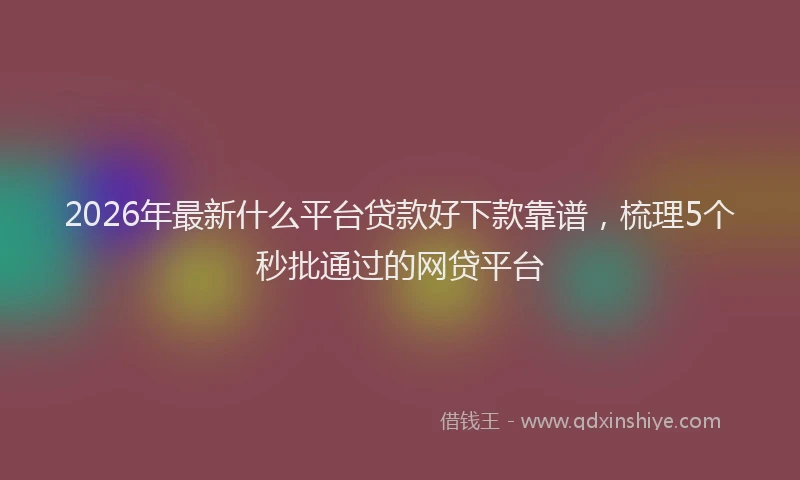 2026年最新什么平台贷款好下款靠谱，梳理5个秒批通过的网贷平台