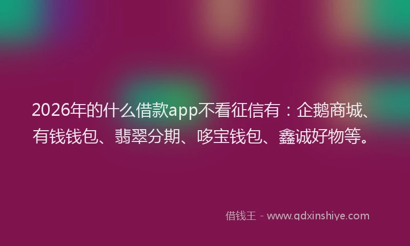 2026年的什么借款app不看征信有:企鹅商城、有钱钱包、翡翠分期、哆宝钱包、鑫诚好物等。