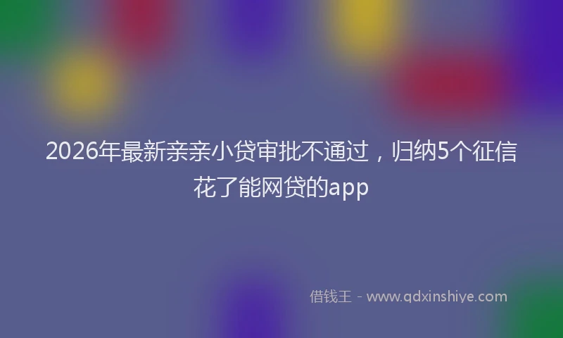 2026年最新亲亲小贷审批不通过,归纳5个征信花了能网贷的app