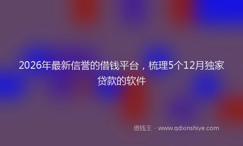 2026年最新信誉的借钱平台，梳理5个12月独家贷款的软件