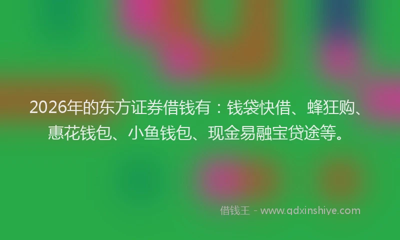 2026年的东方证券借钱有：钱袋快借、蜂狂购、惠花钱包、小鱼钱包、现金易融宝贷途等。