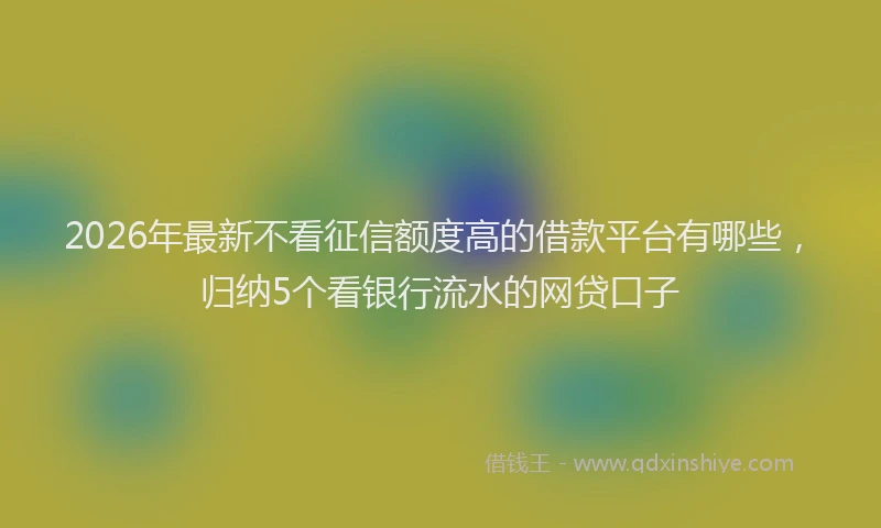 2026年最新不看征信额度高的借款平台有哪些，归纳5个看银行流水的网贷口子