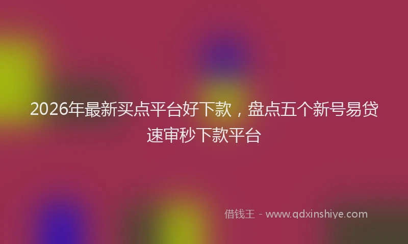 2026年最新买点平台好下款，盘点五个新号易贷速审秒下款平台