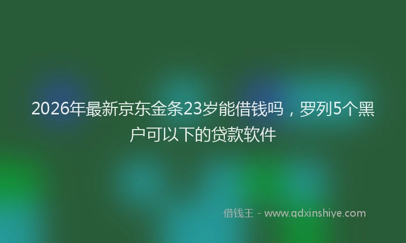 2026年最新京东金条23岁能借钱吗，罗列5个黑户可以下的贷款软件