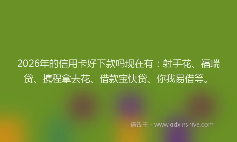 2026年的信用卡好下款吗现在有：射手花、福瑞贷、携程拿去花、借款宝快贷、你我易借等。
