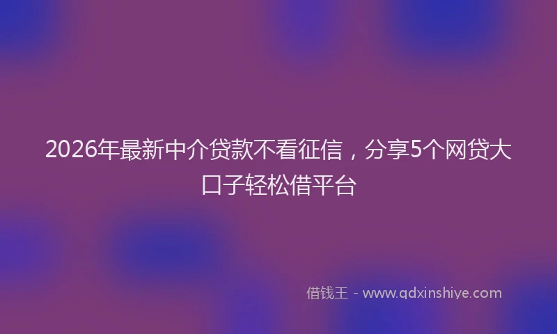 2026年最新中介贷款不看征信，分享5个网贷大口子轻松借平台
