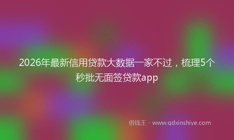 2026年最新信用贷款大数据一家不过,梳理5个秒批无面签贷款app