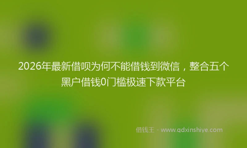 2026年最新借呗为何不能借钱到微信，整合五个黑户借钱0门槛极速下款平台