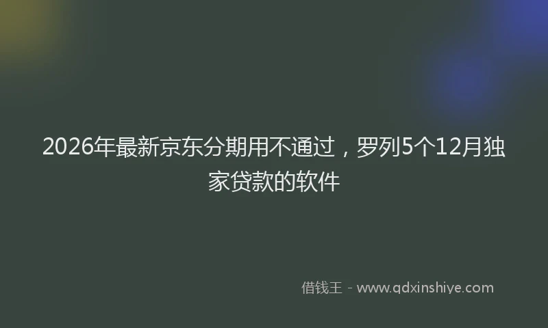 2026年最新京东分期用不通过，罗列5个12月独家贷款的软件