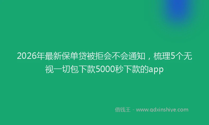 2026年最新保单贷被拒会不会通知，梳理5个无视一切包下款5000秒下款的app