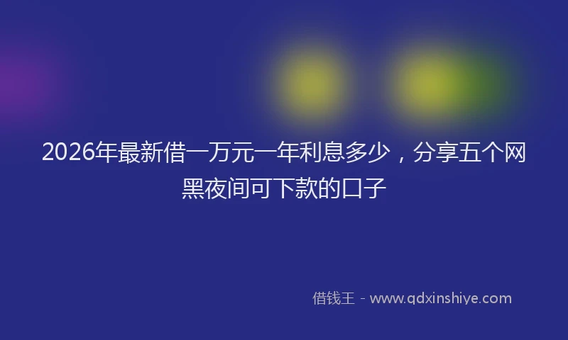 2026年最新借一万元一年利息多少，分享五个网黑夜间可下款的口子