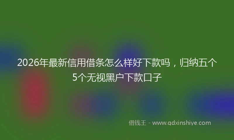 2026年最新信用借条怎么样好下款吗,归纳五个5个无视黑户下款口子